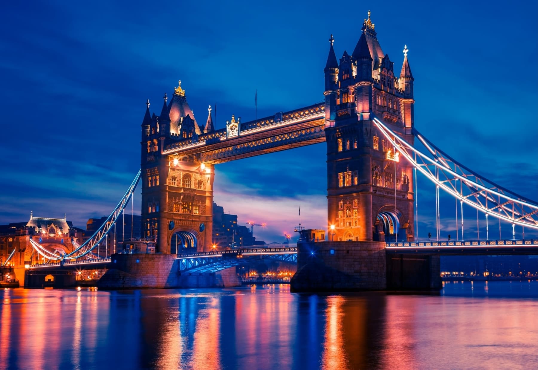 Tower Bridge London at Night – Illuminated Landmark Over River Thames