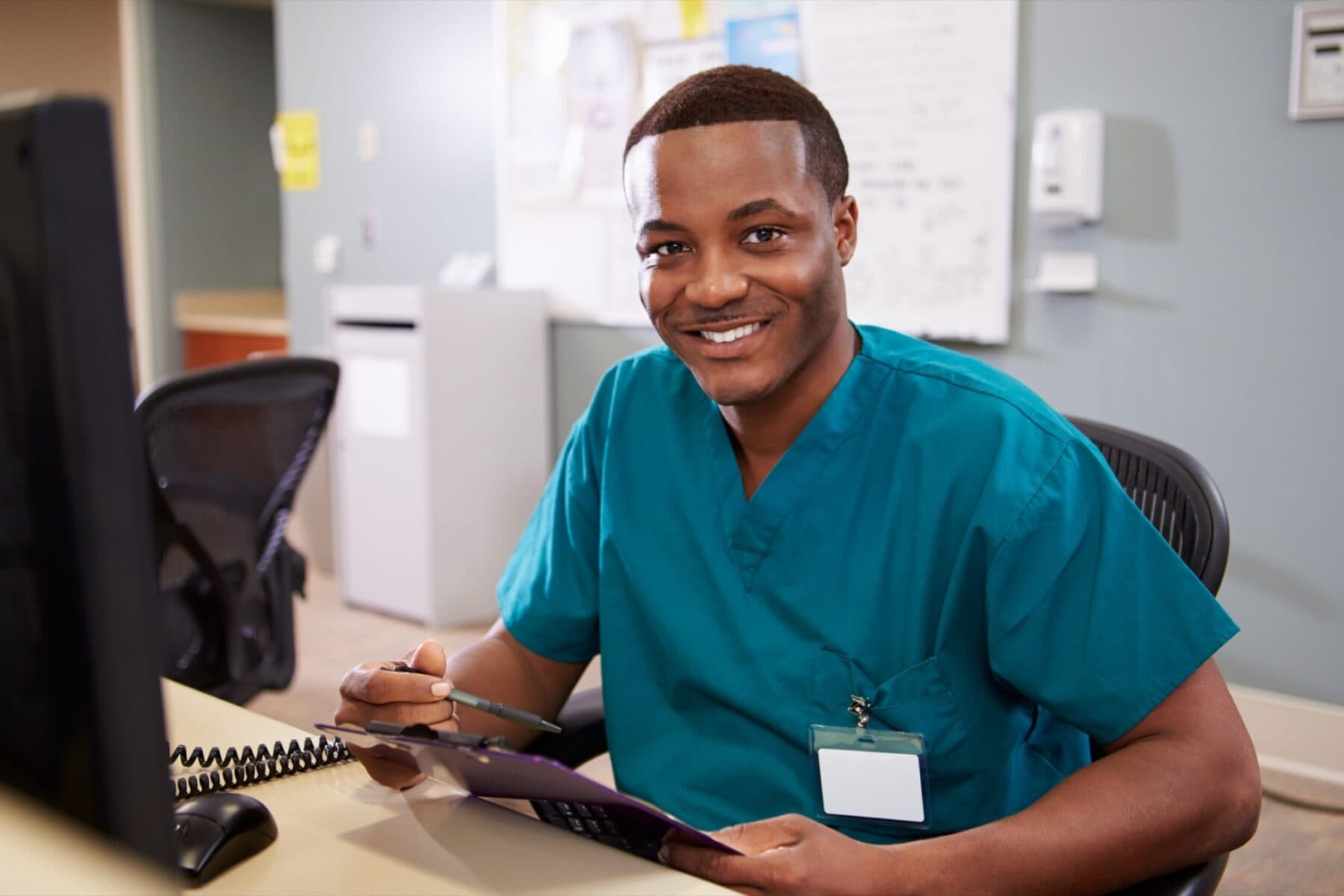 male clinician working